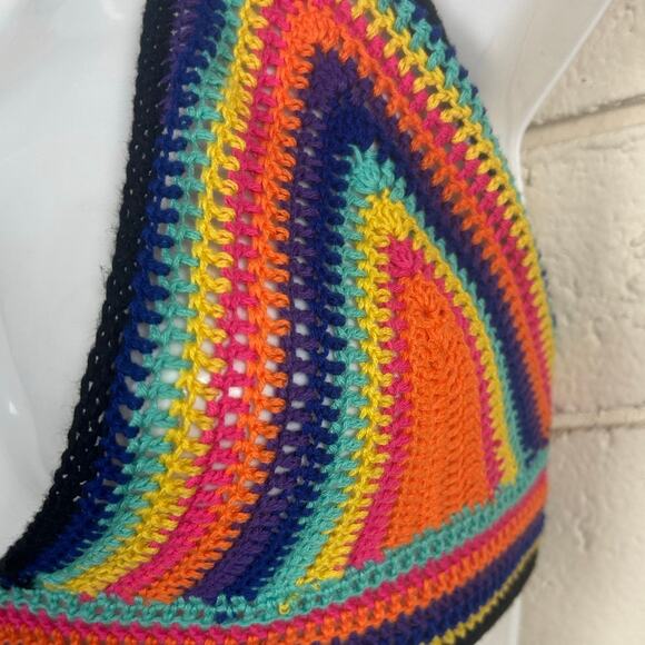 Rainbow Open Knit Halter Top size S - Picture 4 of 8